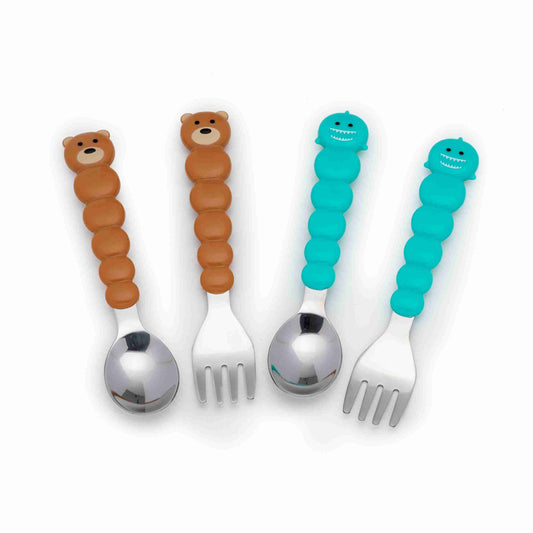 Bear Shark Spoon Fork (4pc set) - Plastic SS - 6pcs/inner