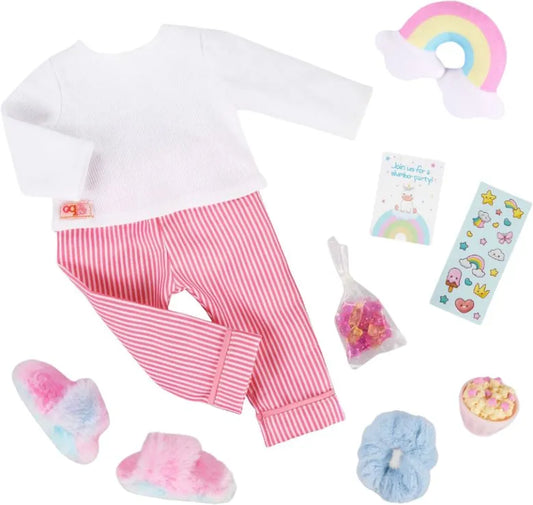 DELUXE PAJAMA OUTFIT W/ RAINBOW PILLOW