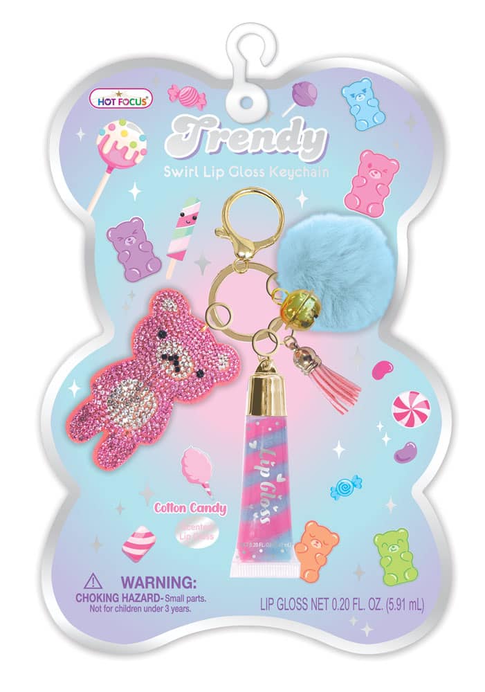 TRENDY SWIRL LIP GLOSS KEYCHAIN - BEAR
