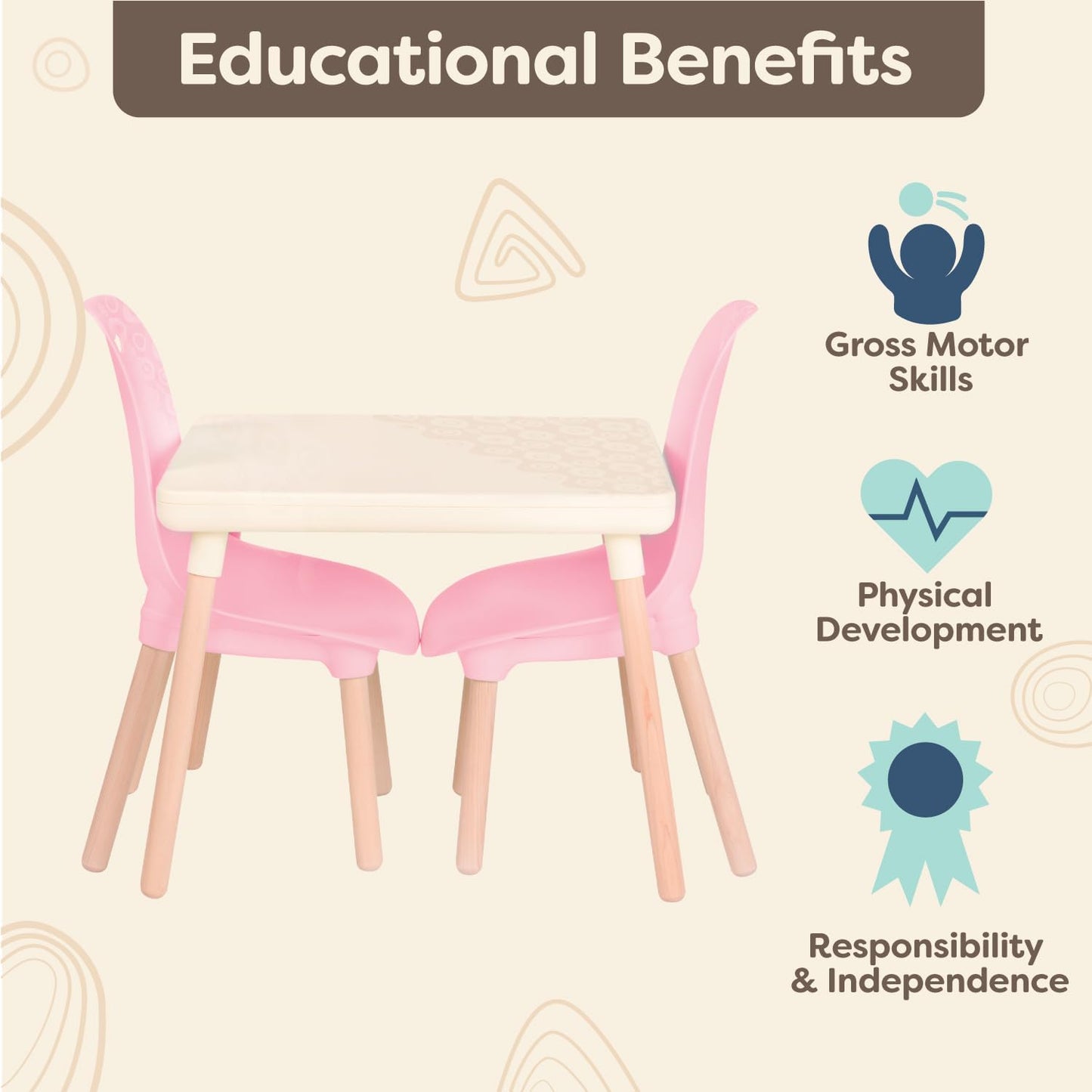 IVORY TABLE & PINK CHAIR SET