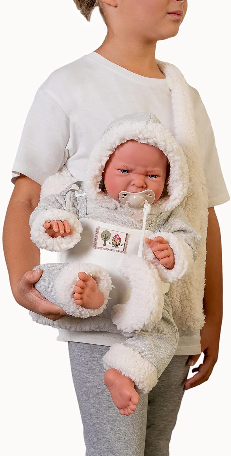 RECIÉN NACIDA LEA CON BOLSO PORTABEBÉ DE BORREGUILLO