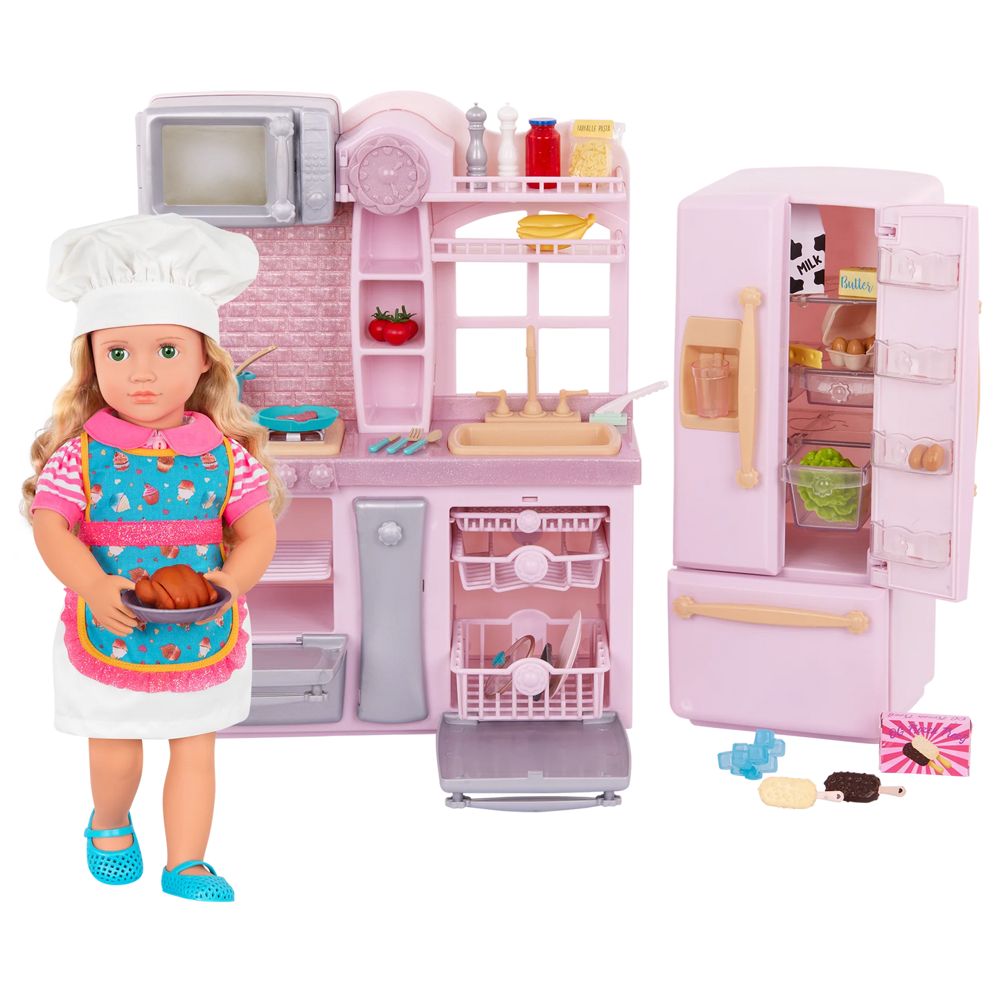 GOURMET KITCHEN W/ACCESSORIES- LIGHT PINK