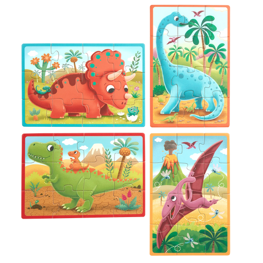 WOODEN DINOSAURS JIGSAW PUZZLE W/BOX