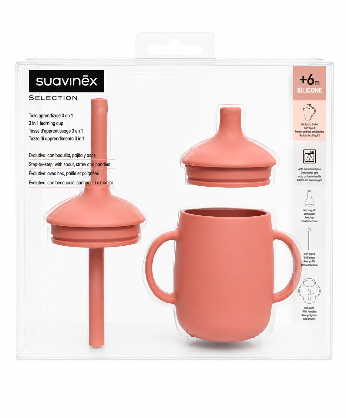 TAZA DE SILICONA 3 EN 1 ROSA