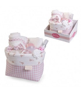 CANASTILLA DE TELA DE FLORES Y VICHY