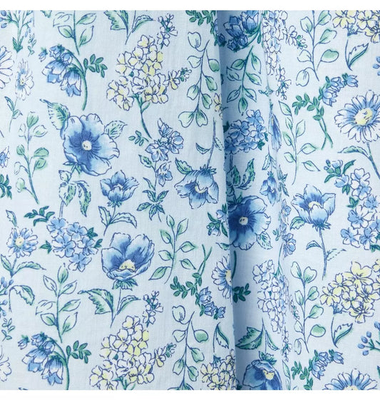 BLUE FLORAL BOW DRESS