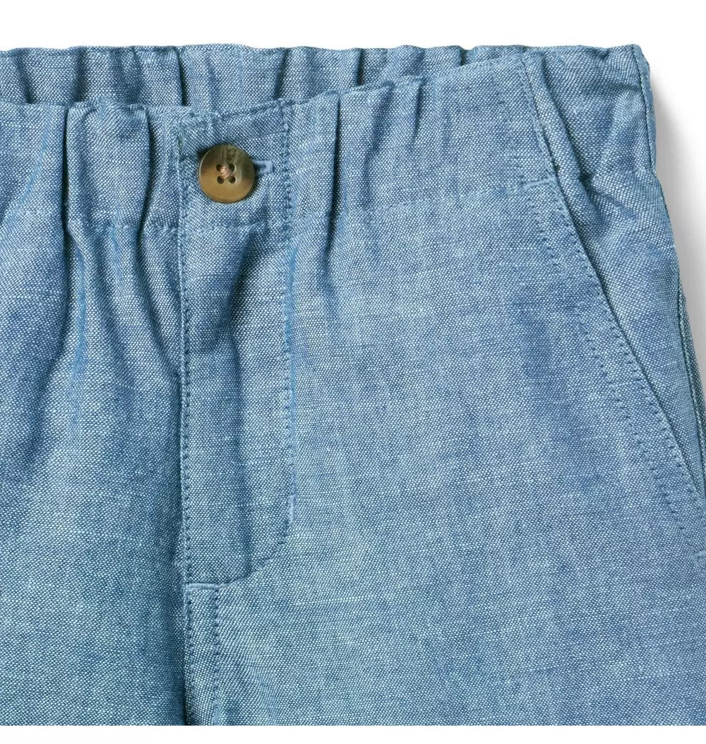 BLUE LINEN SHORT