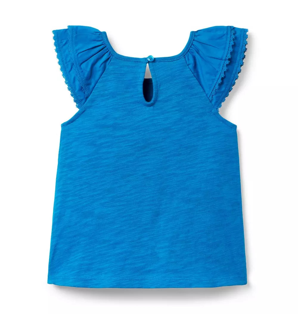 BLUE RUFFLE TOP