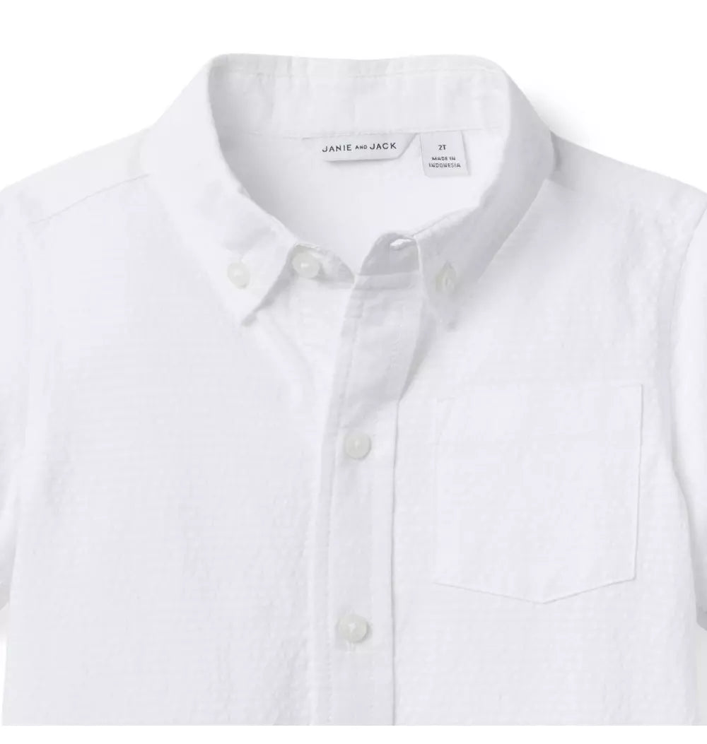 WHITE SEERSUCKER SHIRT