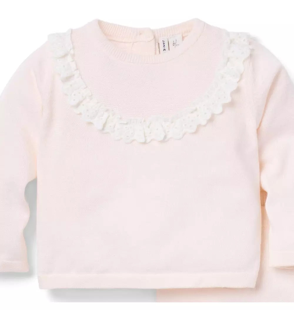PINK EYELET SWEATER/PANT SET