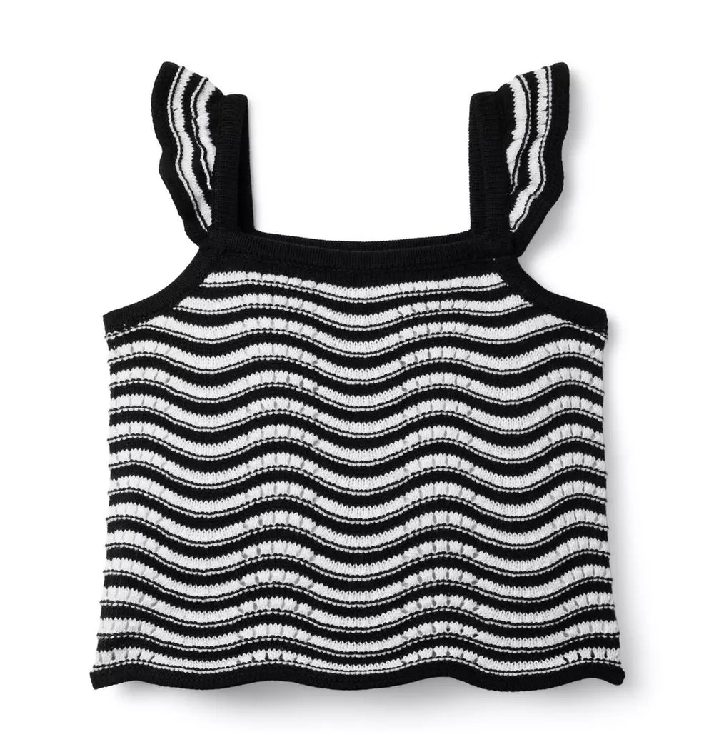 S ES BW STRIPE SCALLOP SWTR BW