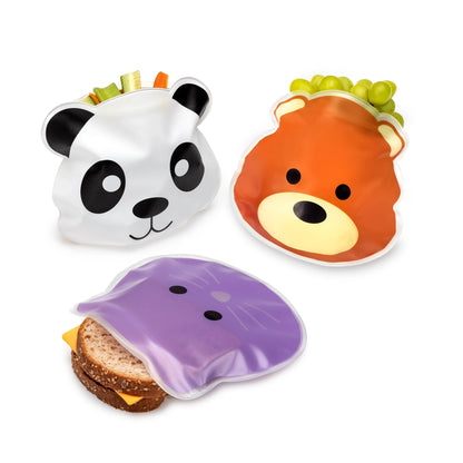 PEVA bags - 6 pcs assorted animals (6pc/inner) SET BOLSAS DE SNACK REUSABLES