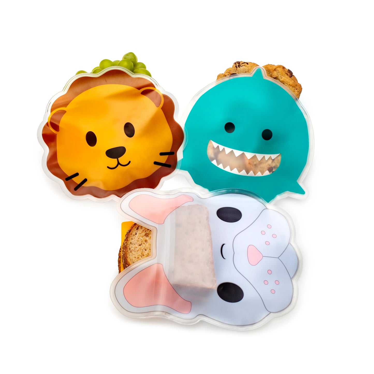 PEVA bags - 6 pcs assorted animals (6pc/inner) SET BOLSAS DE SNACK REUSABLES