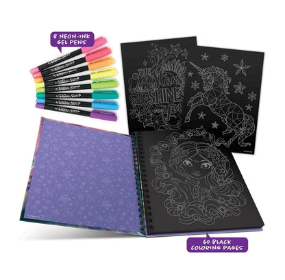 Black Page Coloring Book- Coralia