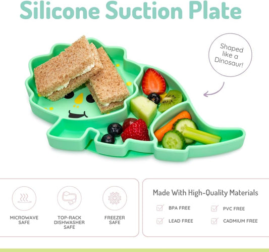 Divided silicone Suction Plate Dinosaurio