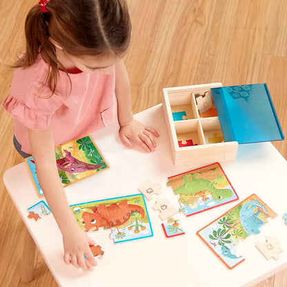 WOODEN DINOSAURS JIGSAW PUZZLE W/BOX