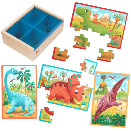 WOODEN DINOSAURS JIGSAW PUZZLE W/BOX