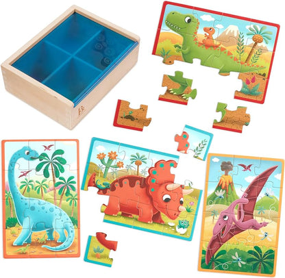 WOODEN DINOSAURS JIGSAW PUZZLE W/BOX