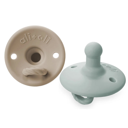 Ali+Oli Pacifier Set Round (Taupe & Mist) נ2