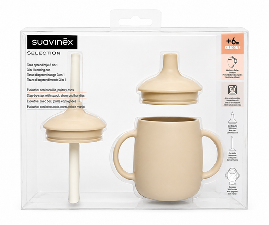 TAZA DE SILICONA 3 EN 1 BEIGE