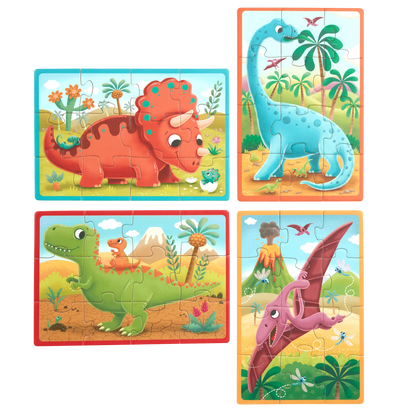 WOODEN DINOSAURS JIGSAW PUZZLE W/BOX