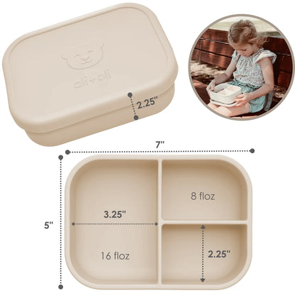 Ali+Oli Reusable Silicone Bento Box - 3 Compartments - Leakproof (Coco) נ3