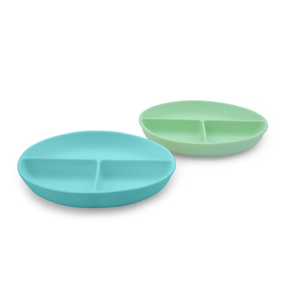 Silicone Suction Plates - 2 Pack - Mint + Blue