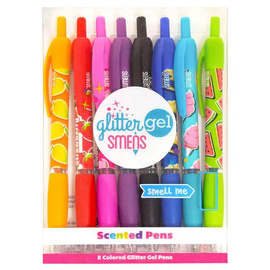 Glitter Gel Smens Set of 8 - Scented Grip Pens