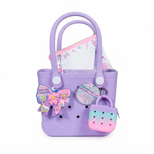 CARRY ALL BEACH TOTE BAG WITH CHARMS BOWTIFUL
