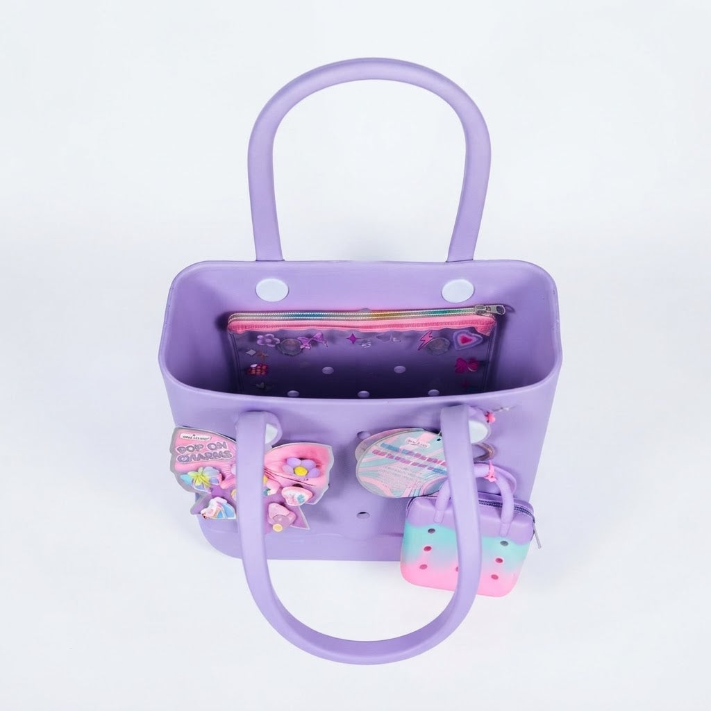 CARRY ALL BEACH TOTE BAG WITH CHARMS BOWTIFUL