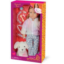 DOLL W/RAINBOW PUP & ACC, SKYLAR & BOW