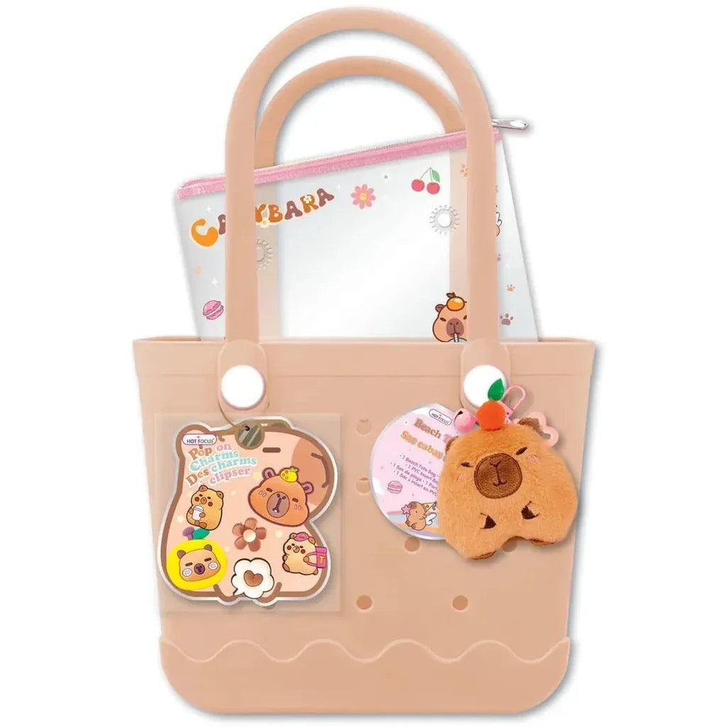 BEACH TOTE BAG WITH CHARMS - CAPYBARA