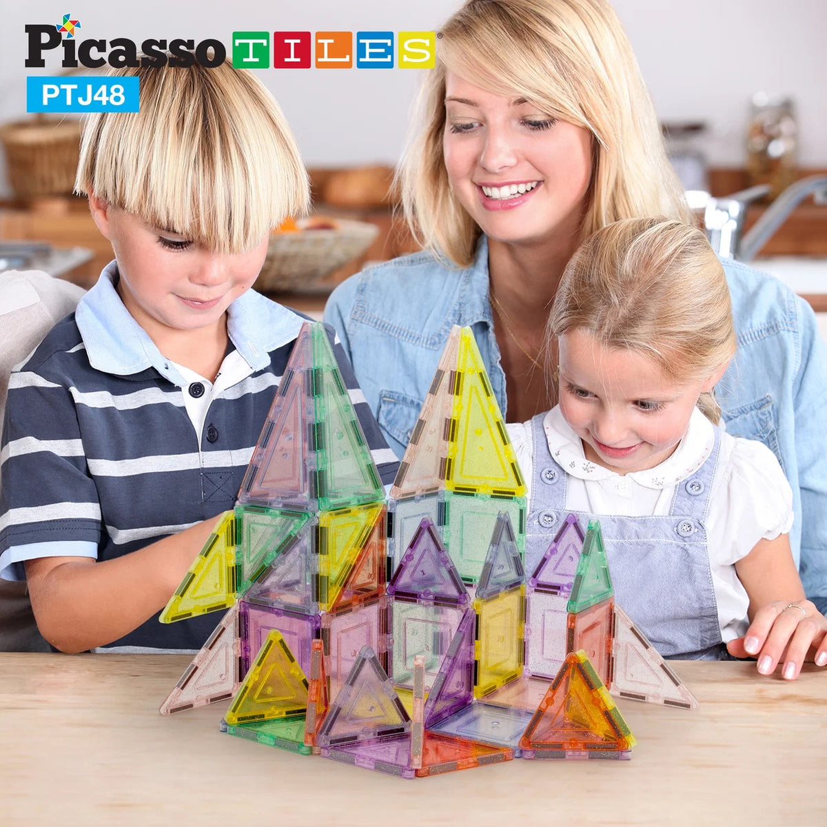 PICASSOTILES PASTEL GLITTER MAGNETIC  BUILDING SET