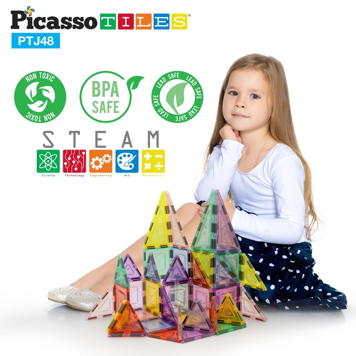 PICASSOTILES PASTEL GLITTER MAGNETIC  BUILDING SET