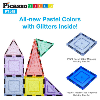 PICASSOTILES PASTEL GLITTER MAGNETIC  BUILDING SET