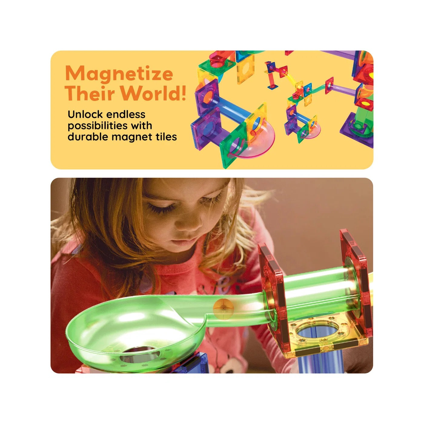 PICASSOTILES MAGNETIC MARBLE RUN TRACK SET