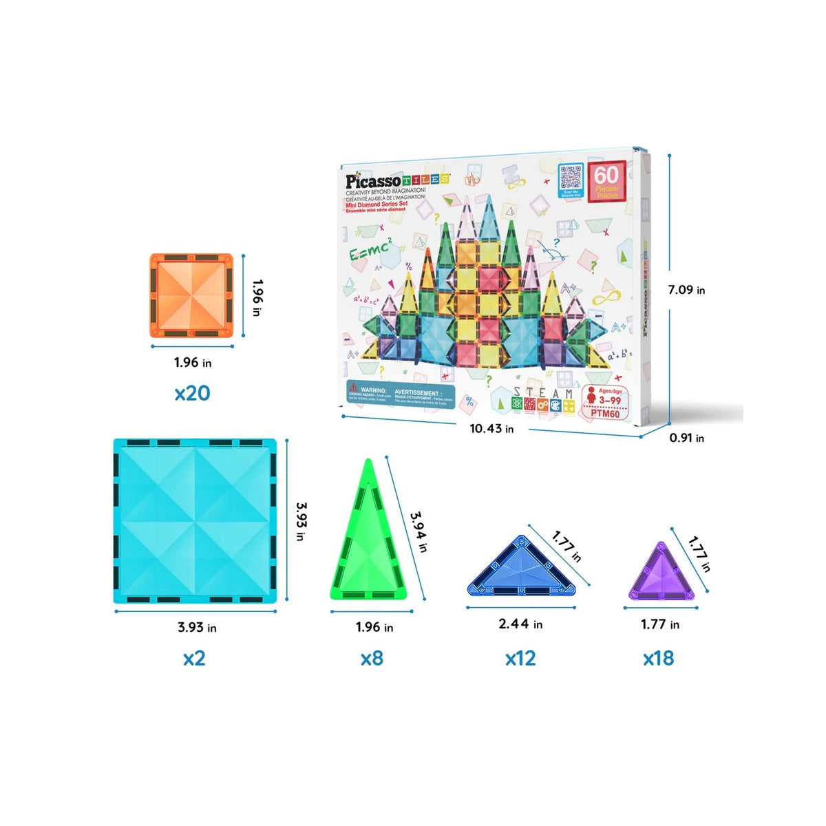 PICASSOTILES MINI DIAMOND MAGNETIC TILES SERIES SET