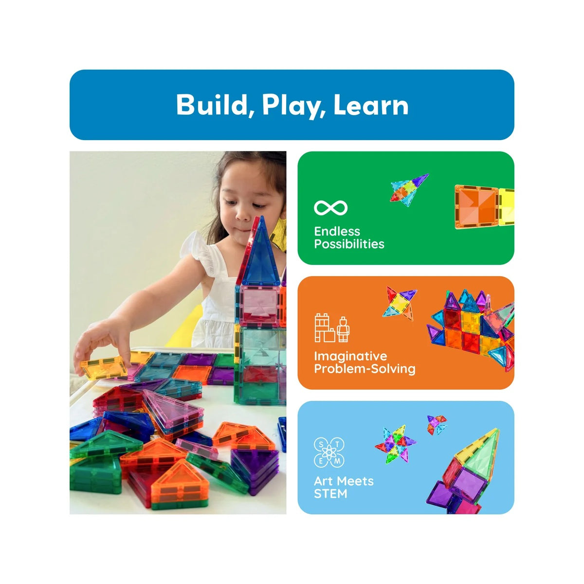 PICASSOTILES MINI DIAMOND MAGNETIC TILES SERIES SET