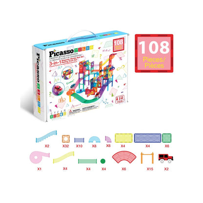 PICASSOTILES MAGNETIC MARBLE RUN TRACK SET