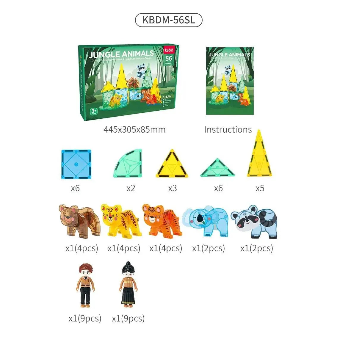 Magnetic Tiles Animales de Jungla 56