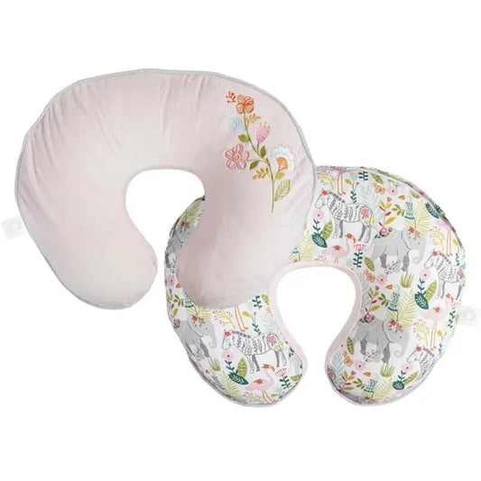 Almohada de lactancia de lujo rosada con flores