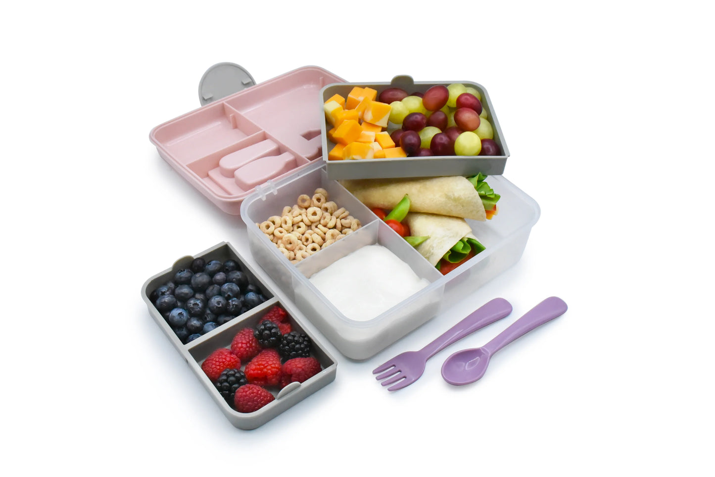 2 Tier Bento - Pink, Purple, Grey (6set/inner)