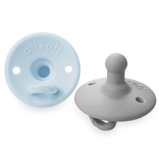 Ali+Oli Pacifier Set Round (Iron & Sky) נ2