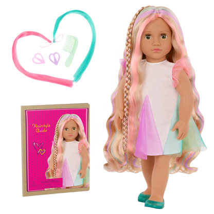 HAIRGROW DOLL W/RAINBOW COLORED HAIR TESSIE