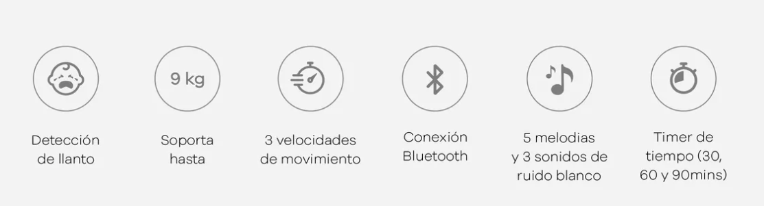 Cuna Moises Mecedor Electrónico Burdeos