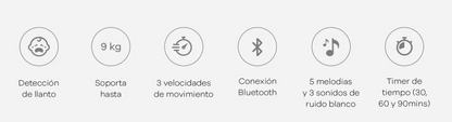 Cuna Moises Mecedor Electrónico Burdeos