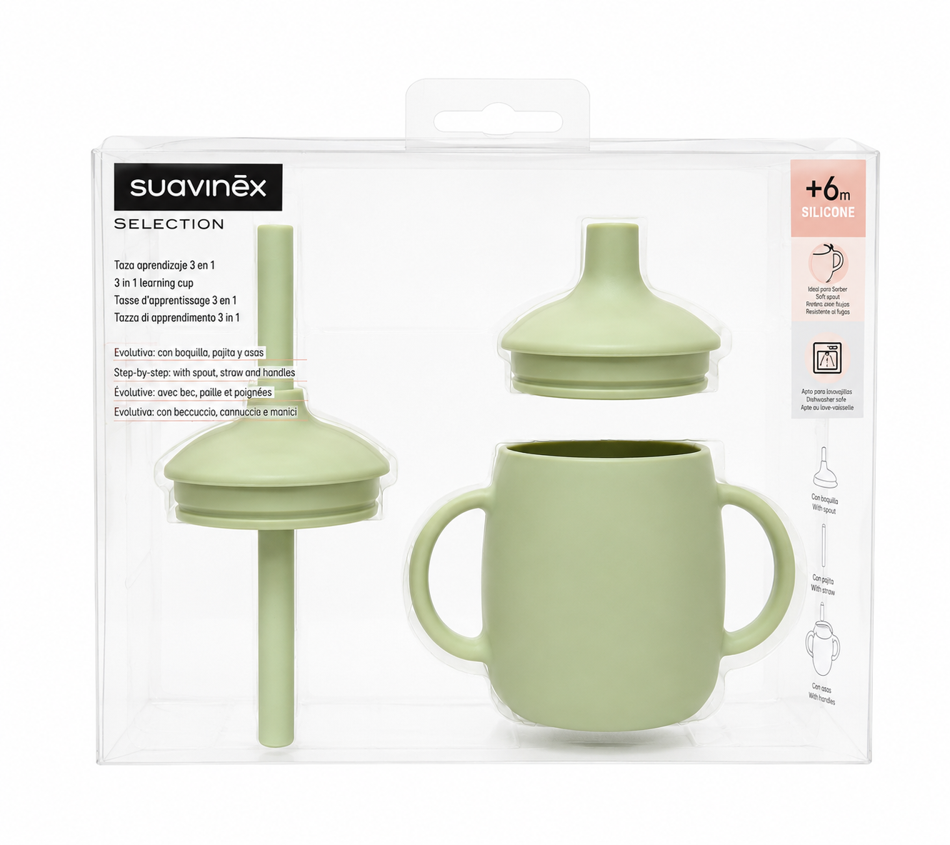TAZA DE SILICONA 3 EN 1 VERDE