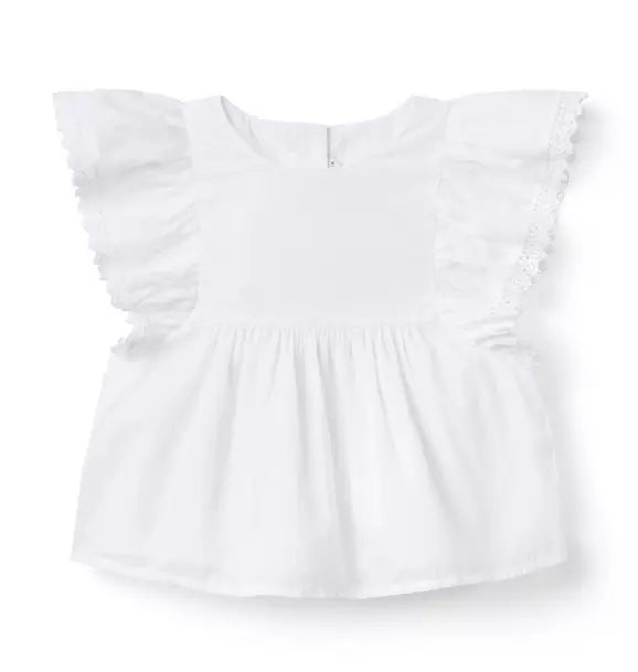 WHITE FLUTTER TOP