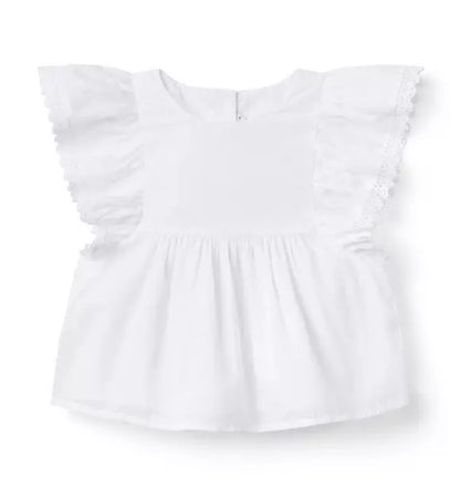 WHITE FLUTTER TOP