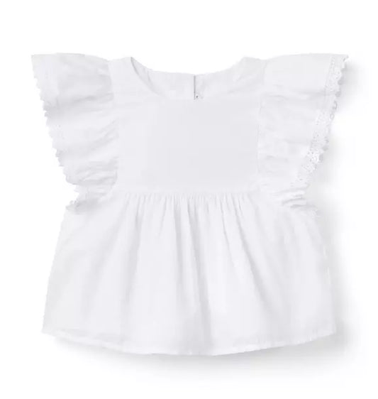 WHITE FLUTTER TOP